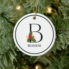 Holiday Holly Monogram Letter B Personalisiert Keramik Ornament