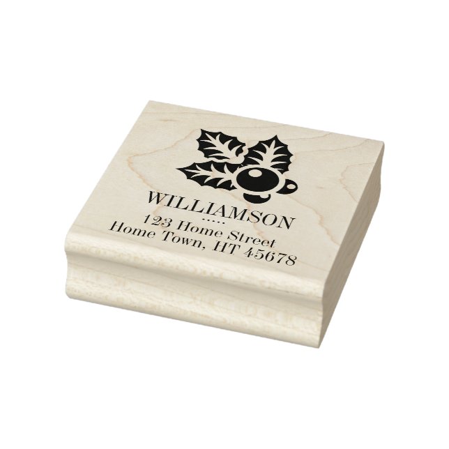 Holiday Holly Motif Familienname Rücksendeadresse Gummistempel (Stempel)