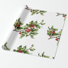 Holiday Holly Retro Style Geschenk Geschenkpapier