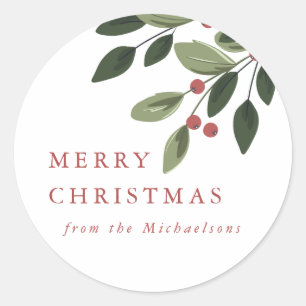 Holiday Holly Round Sticker