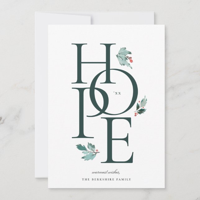 Holiday Hope Modern Botanical Berry Feiertagskarte (Vorderseite)