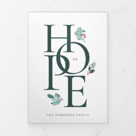 Holiday Hope Modernes botanisches Berry-Foto Dreifach Gefaltete Einladung
