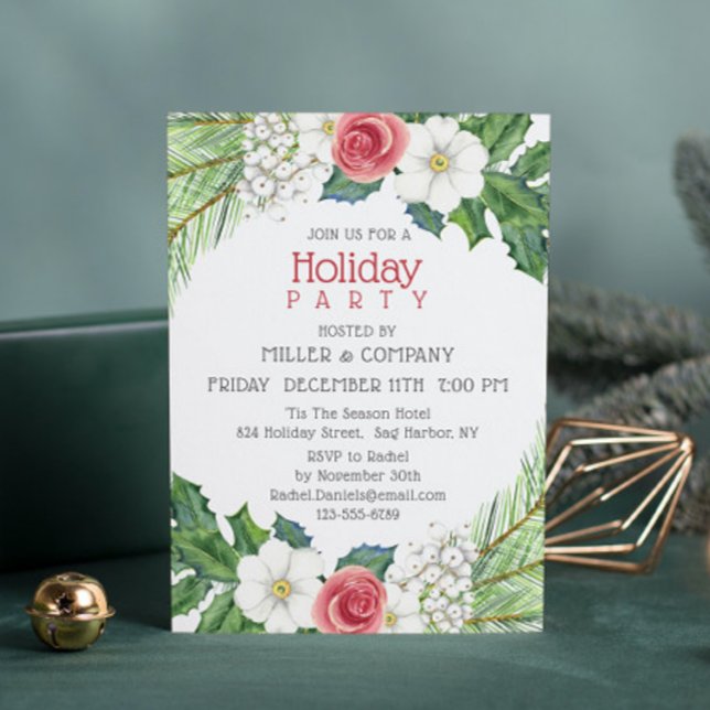 Holiday Hübsch Floral Corporate Weihnachten Party Einladung (Von Creator hochgeladen)