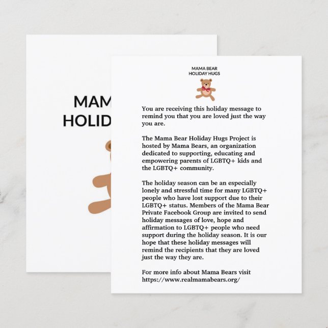 Holiday Hugs Hinweis (Vorne/Hinten)