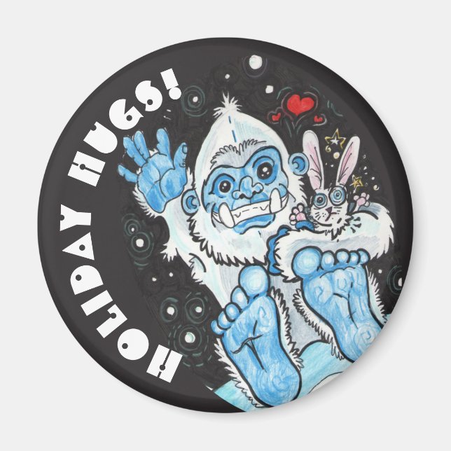 Holiday Hugs Yeti! Magnet (Vorne)