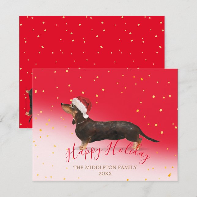 Holiday Hund Dackel Gold Rote Saison Gruß (Vorne/Hinten)