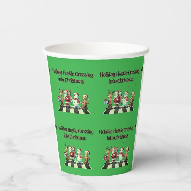 Holiday Hustle Crossing in Weihnachts Papier Cups Pappbecher (Rückseite)