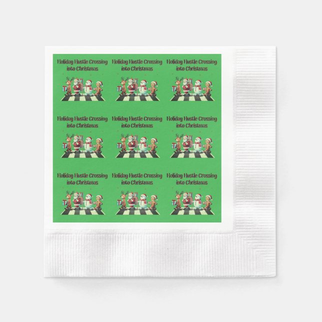 Holiday Hustle Crossing in Weihnachts-Papier Serviette (Vorderseite)
