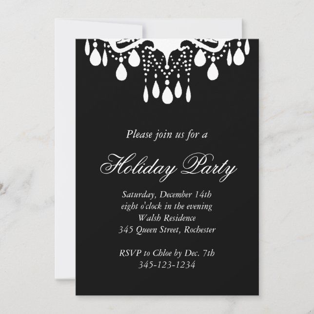 Holiday Invitation Grand Ballroom (schwarz) Einladung (Vorderseite)