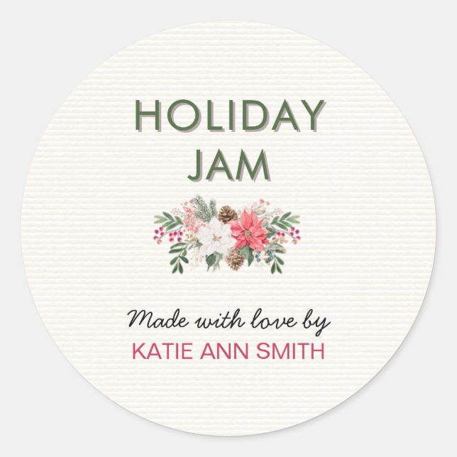 Holiday Jam Etikett | Weihnachtskonserven Aufklebe Runder Aufkleber (Vorderseite)