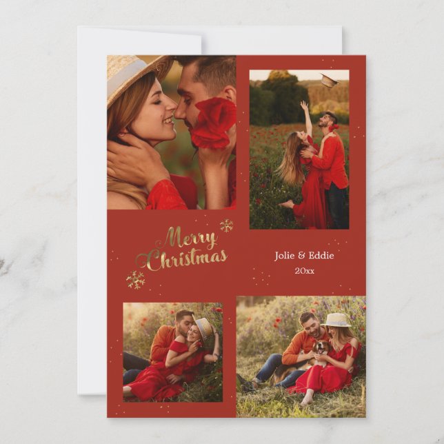 Holiday Joy 4 Foto Grußkarte Einladung (Vorderseite)