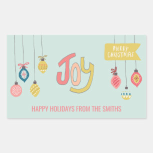 Holiday Joy and Whimsical Ornaments Rechteckiger Aufkleber