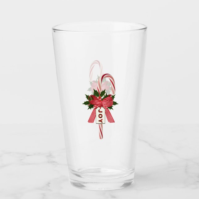 Holiday Joy Candy Canes Beer Soda Pint Brille Glas (Vorderseite)