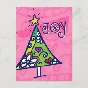 Holiday Joy Christmas Tree Postcard Feiertagspostkarte