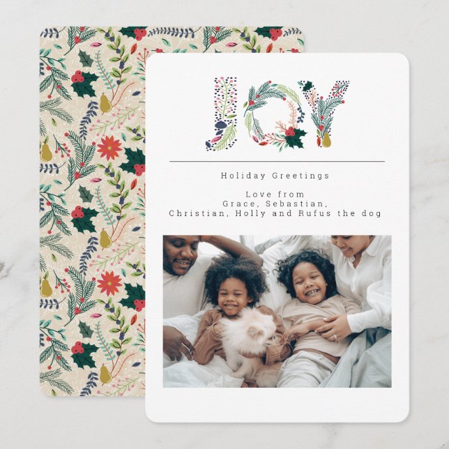 Holiday Joy Foto Personalisiert Card Einladung (Vorne/Hinten)