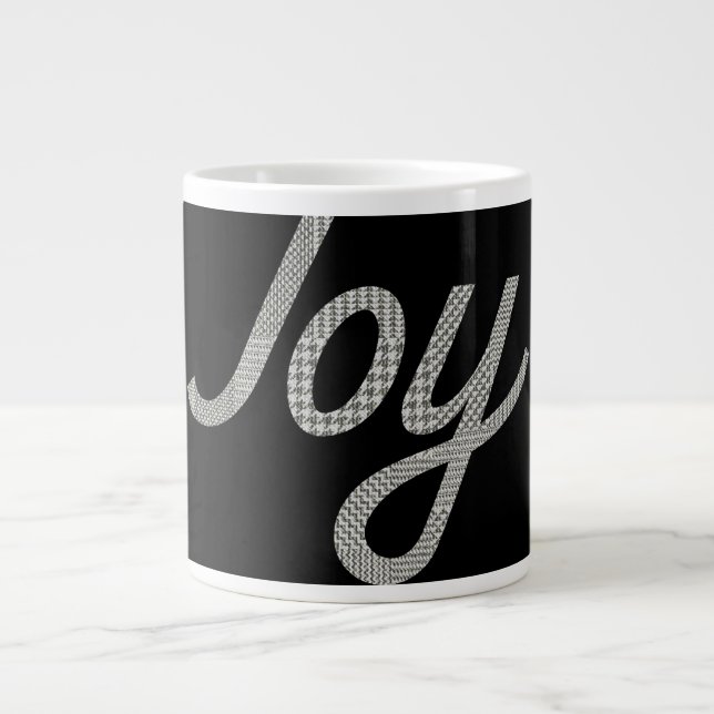 Holiday Joy Hahnentrittmuster Muster auf schwarz Jumbo-Tasse (Vorderseite)