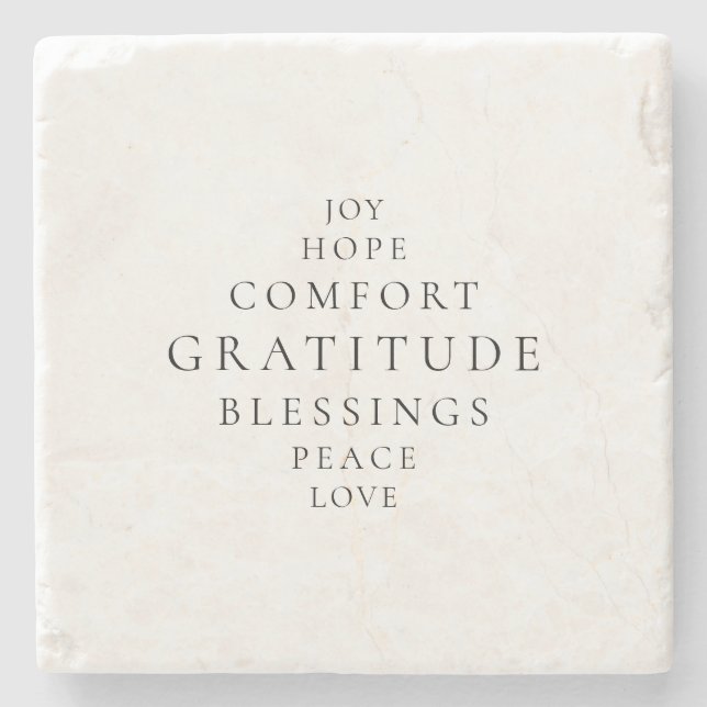 Holiday Joy Hope Peace Liebe Dankbarkeit Steinuntersetzer (Vorderseite)