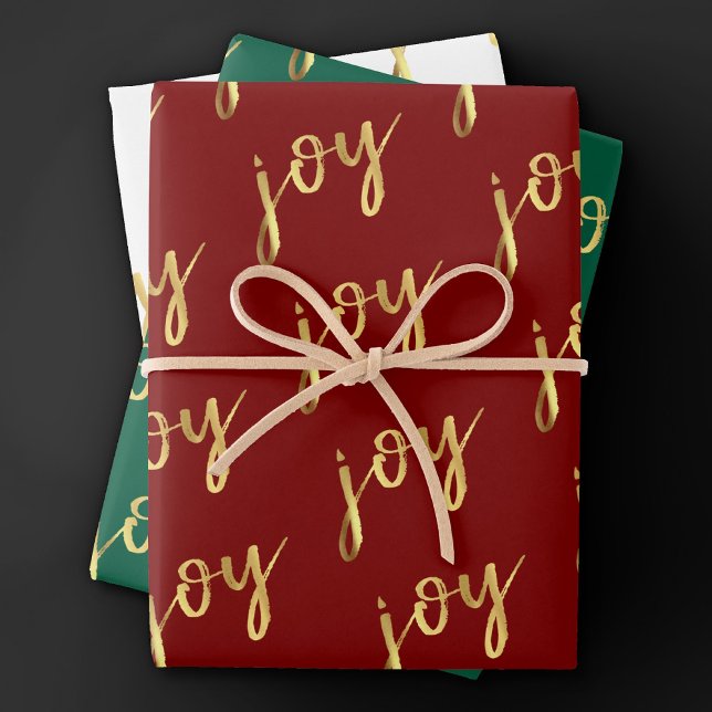 Holiday Joy Script | Imitate Gold Foil in Multi Co Geschenkpapier Set (Von Creator hochgeladen)