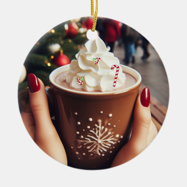Holiday Kakao mit Whip Keramik Ornament (Vorne)