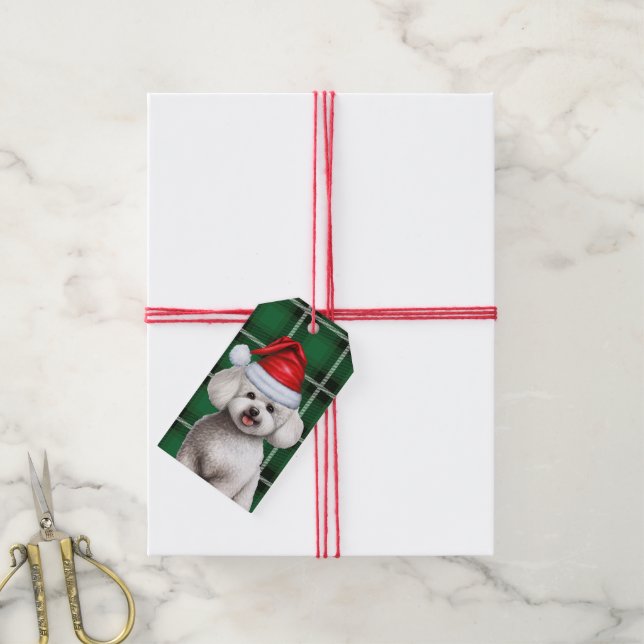 Holiday Kariert Bichon Frise Dog Lover Weihnachten Geschenkanhänger (Mit Garn)