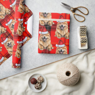 Holiday Kariert Chow Chow Santa Dog Weihnachten Geschenkpapier