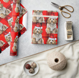 Holiday Kariert Cockapoo Santa Dog Weihnachten Geschenkpapier