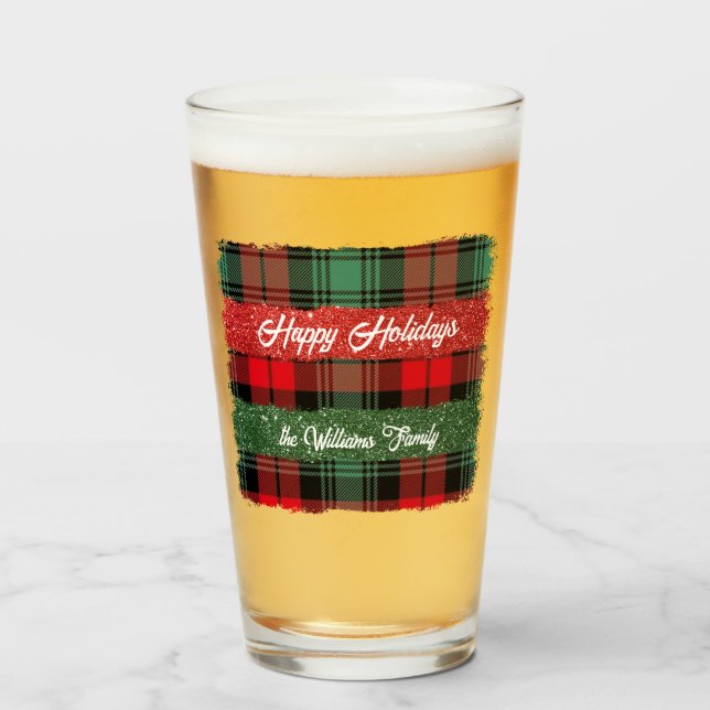 Holiday Kariert Glass Tumbler (Vorne (Gefüllt))