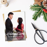 Holiday Kisses Future Mr. & Mrs. Foto Verlobung<br><div class="desc">Senden Sie Ihre Holiday & Christmas Verlobung Spannung im Stil mit Ihren Holiday Kisses von Future Mr. und Frau Weihnachtskarte. Vertikal/Portrait</div>