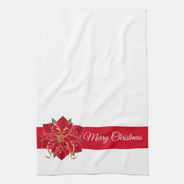 Holiday Kitchen Towel Poinsettia Geschirrtuch (Vertikal)