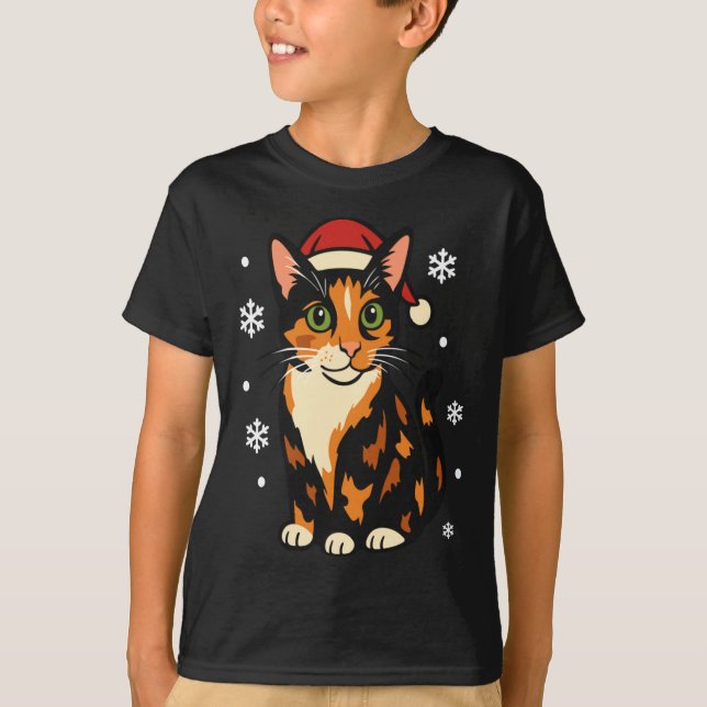 Holiday Kitten Cute Christmas Cat Design Uni Long  T-Shirt (Vorderseite)