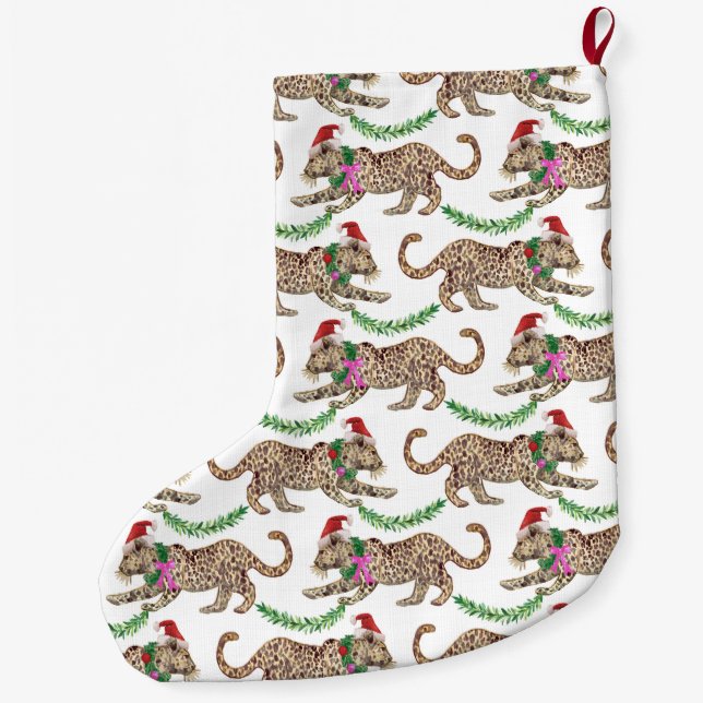 Holiday Leopard Parade Kleiner Strumpf Großer Weihnachtsstrumpf (Rückseite)