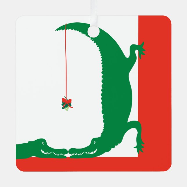 Holiday Liebe Gator Ornament Aus Metall (Vorderseite)