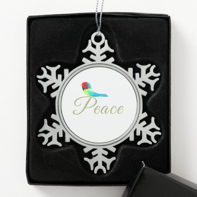 Holiday Little Bird  Messenger of Peace Schneeflocken Zinn-Ornament (Box)