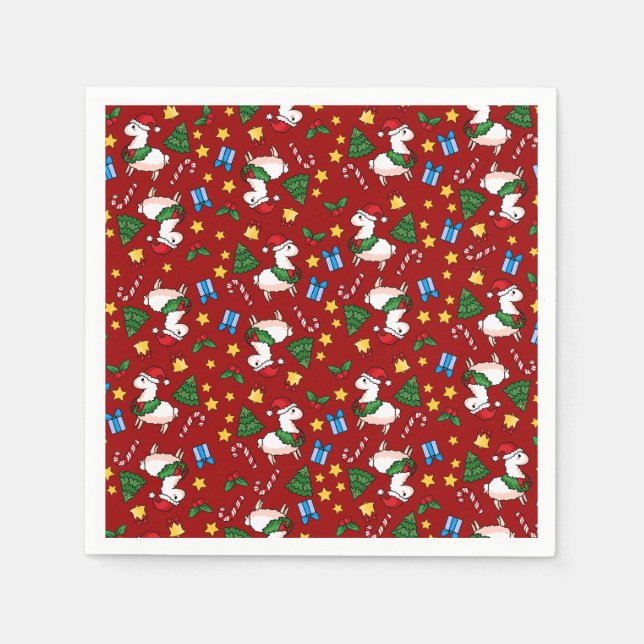 Holiday Llama Madness Serviette (Vorderseite)