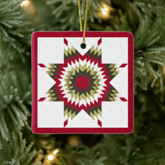 Holiday Lone Star Quilt Design Keramikornament