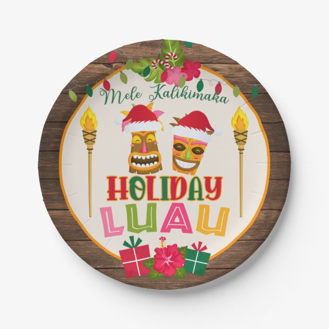 Holiday Luau Party Paper Plate - W Pappteller (Vorderseite)