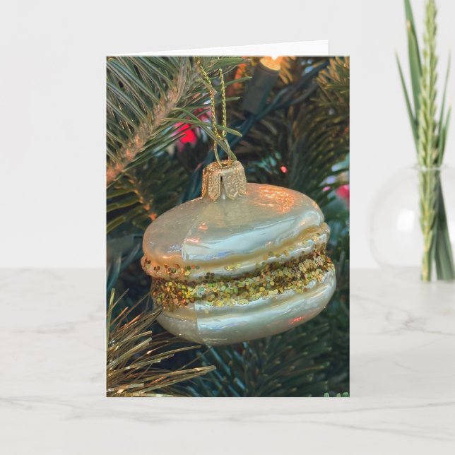 Holiday Macaron Christmas Tree Ornament Card Dankeskarte (Vorderseite)