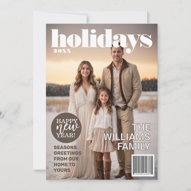 Holiday Magazine Themed Christmas Card Einladung (Vorderseite)