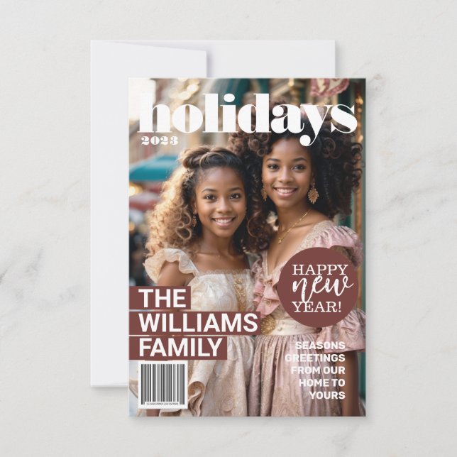 Holiday Magazine Themed Christmas Card Einladung (Vorderseite)