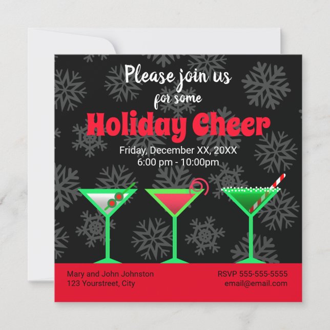 Holiday Martini Cocktail Party Einladung (Vorderseite)