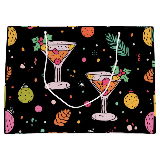 Holiday Martinis Retro mit hellen abstrakten Desig Große Geschenktüte (Vorderseite)