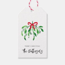 Holiday Mistletoe Familienname Festive Red Green Geschenkanhänger