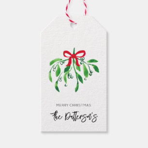 Holiday Mistletoe Familienname Festive Red Green Geschenkanhänger