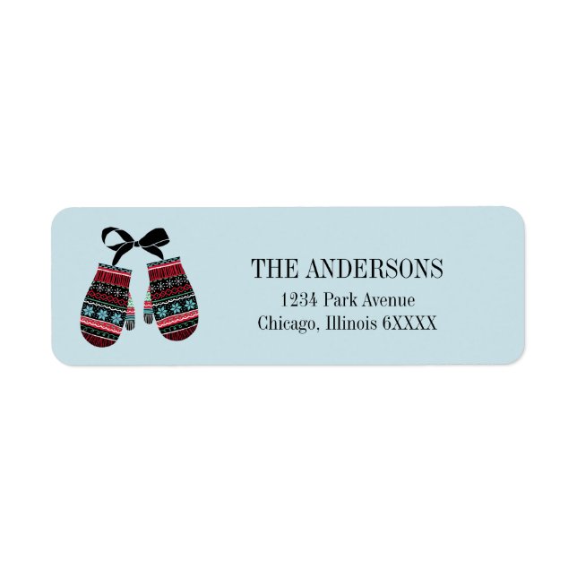 Holiday Mittens Chaleureux Voeux Étiquette de adre (Devant)
