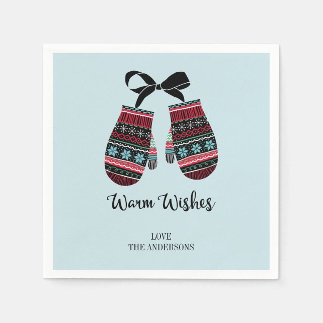 Holiday Mittens Warm wünscht Weihnachten Napkins Serviette (Vorderseite)