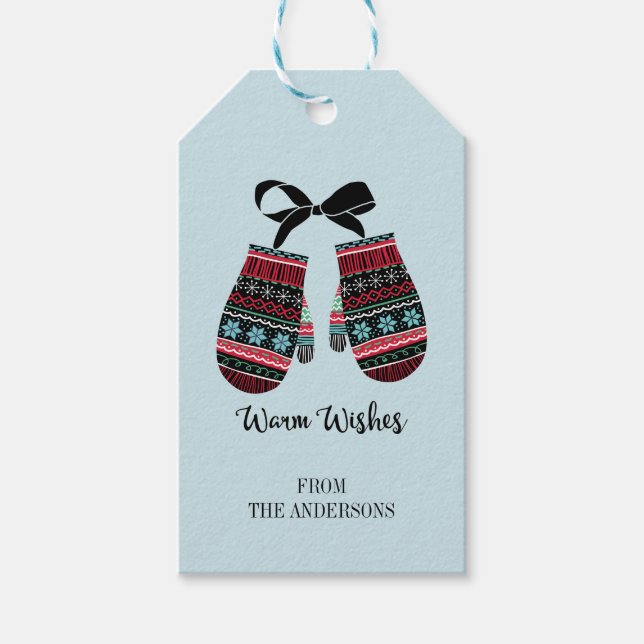 Holiday Mittens Warm wünscht Weihnachts-Geschenkta Geschenkanhänger (Vorderseite)