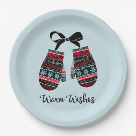 Holiday Mittens Warm wünscht Weihnachts-Teller Pappteller