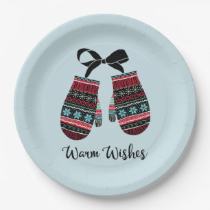Holiday Mittens Warm wünscht Weihnachts-Teller Pappteller
