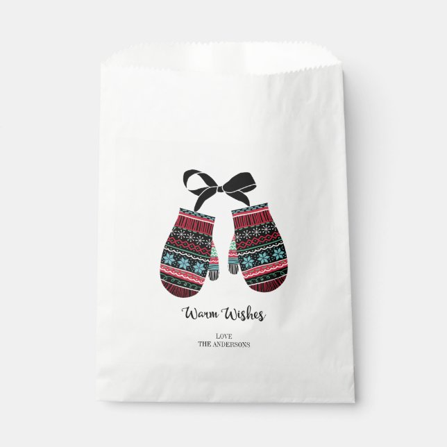 Holiday Mittens Warm wünscht Weihnachtsmann-Tasche Geschenktütchen (Vorderseite)