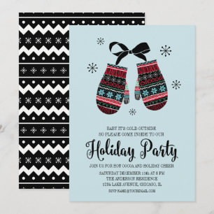 Holiday Mittens Warmwünscht Weihnachts-Party-Karte Einladung